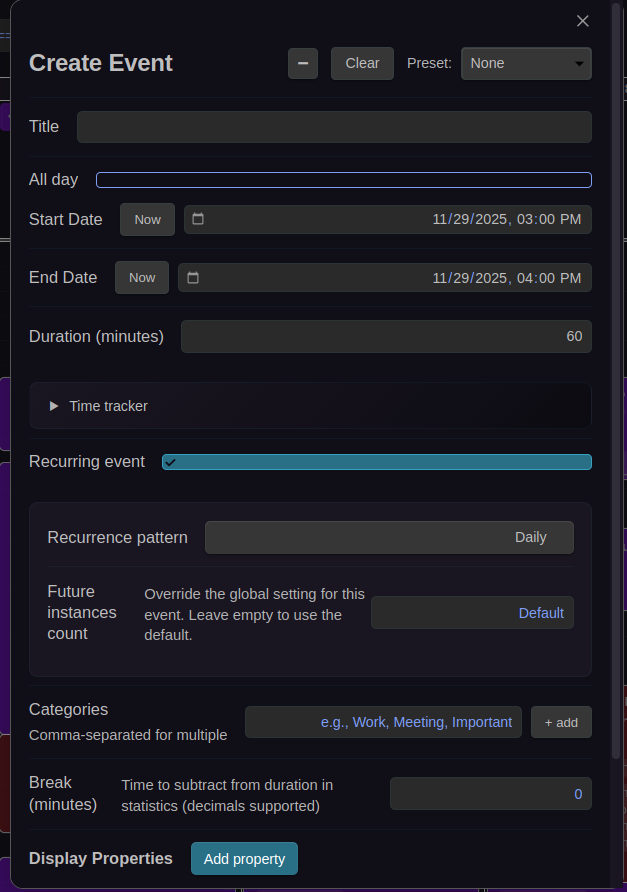 Create Event Modal
