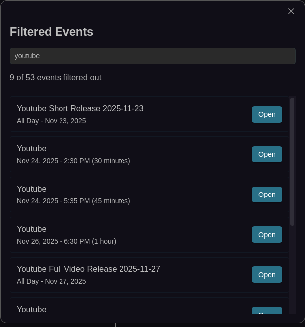 Filtered Events