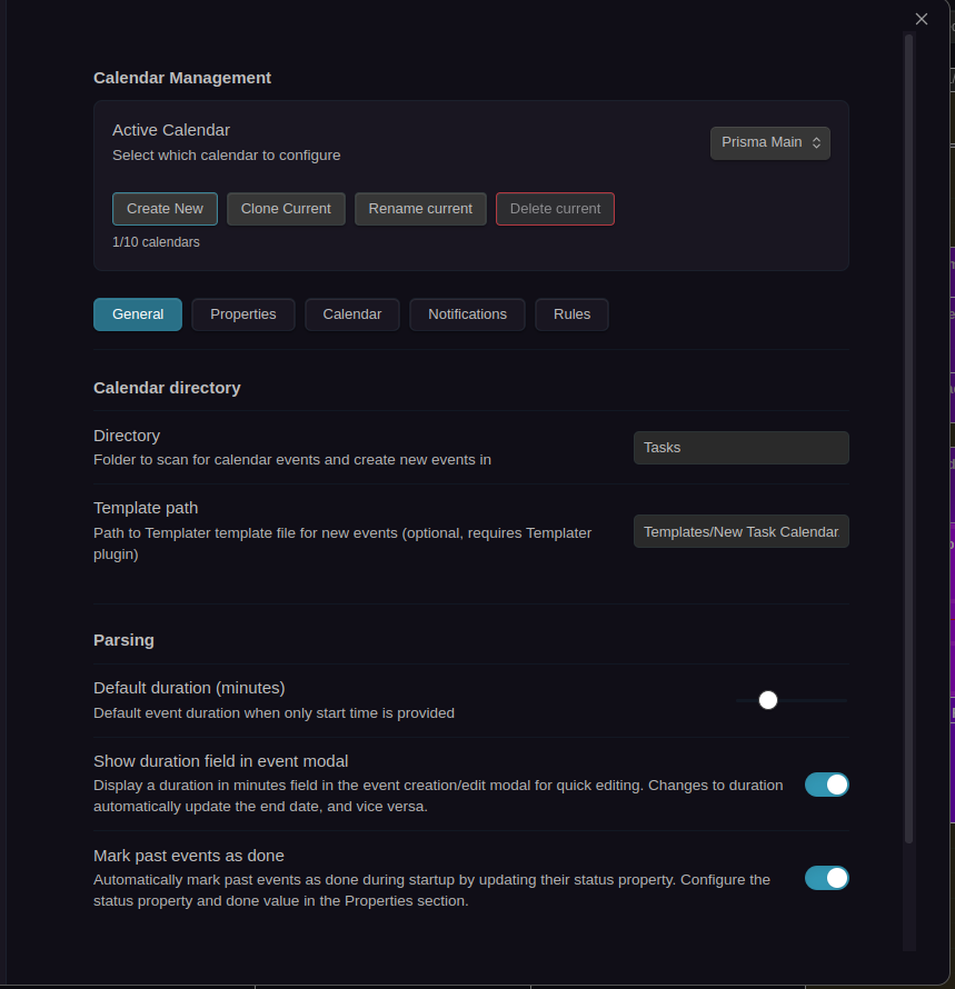 Settings Panel
