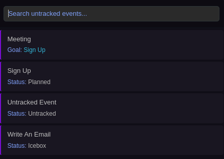 Untracked Events Dropdown