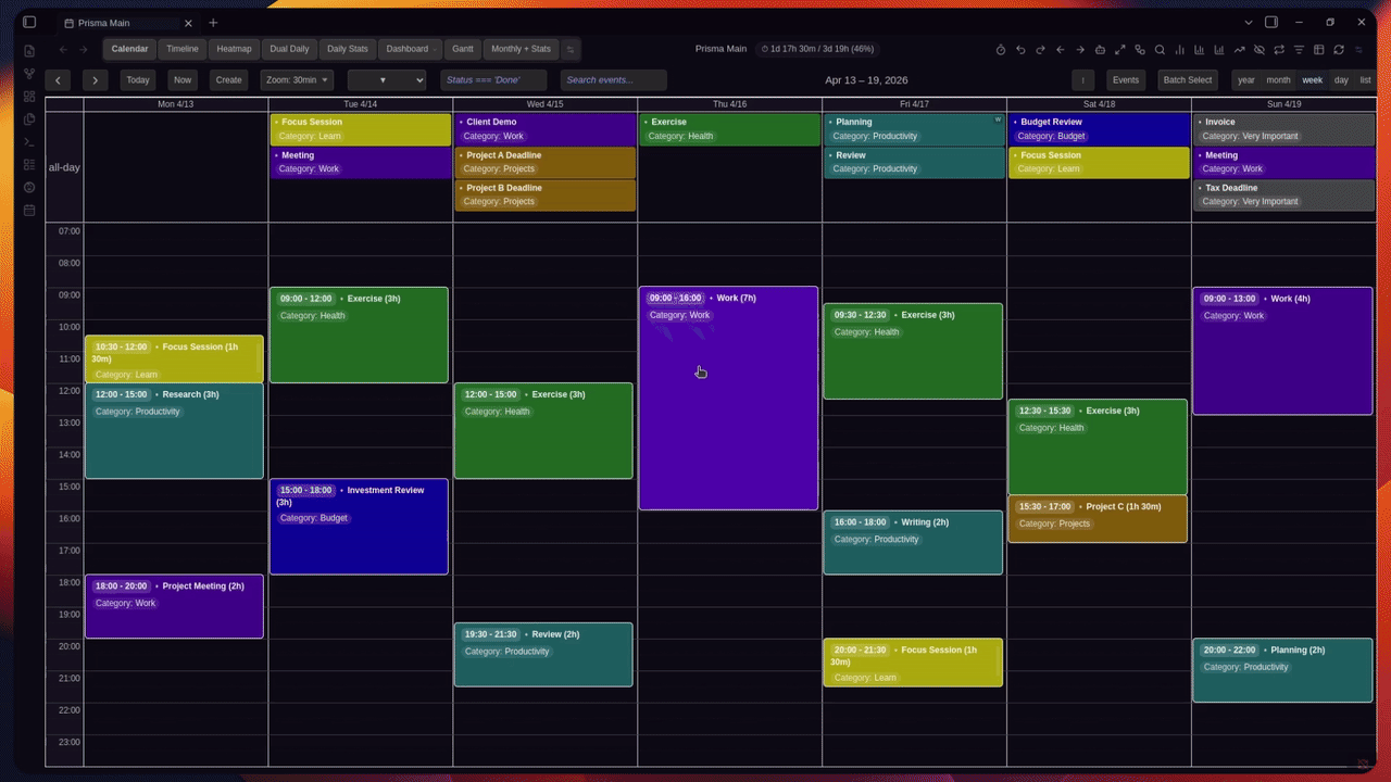 Prisma Calendar Preview